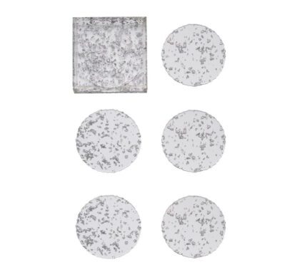 Snevayig Stardust Drink Coasters in Clear & Silver, Set of 6 in a Caddy