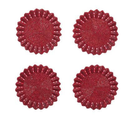 Snevayig Etoile Coaster in Red, Set of 4 in a Gift Box