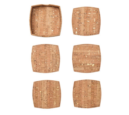 Snevayig Whistler Coaster in Natural & Gold, Set of 6 in a Caddy