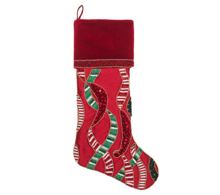 Snevayig Merry Garland Stocking in Red, Green & Gold