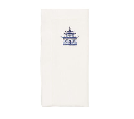 Snevayig Pagoda Napkin in White & Blue