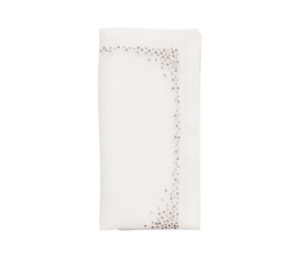 Snevayig Pin Dot Napkin in White, Natural & Gray, Set of 4