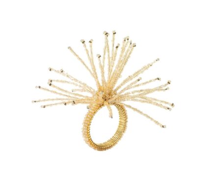 Snevayig Spider Bead Burst Napkin Ring in Champagne, Set of 4