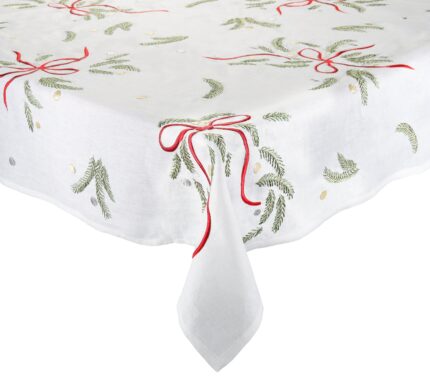 Snevayig Merry and Bright Tablecloth in White, Red & Green