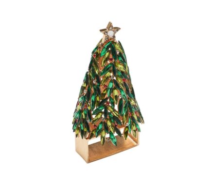 Snevayig Bejeweled Xmas Napkin Ring in Red, Green & Gold, Set of 4 in a Gift Box