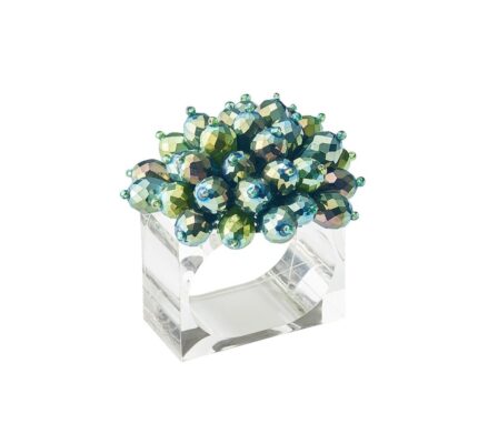 Snevayig Zinnia Napkin Ring in Olive & Green, Set of 4